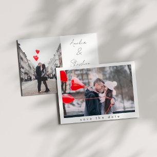 Elegante handgeschriebene Schrift Zwei-Foto-Hochze Save The Date