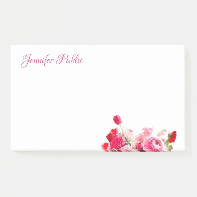 Elegante handgeschriebene Script Watercolor-Rose Post-it Klebezettel (Vorderseite)