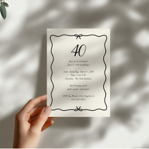 Elegante handgezeichnete Bogen-Rand 40. Geburtstag Einladung