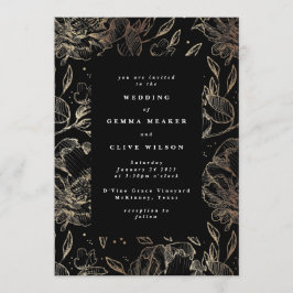 Elegante handgezeichnete botanische Hochzeit Einladung
