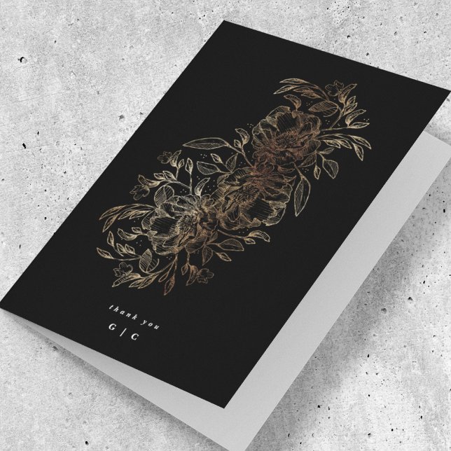 Elegante handgezeichnete Botanische Monogramm-Hoch Dankeskarte (Von Creator hochgeladen)