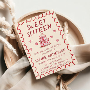 Elegante handgezeichnete Creme Sweet Sixteen Gebur Einladung