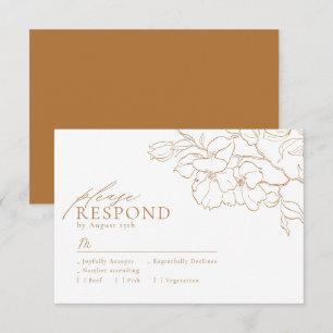 Elegante handgezeichnete goldene Hochzeit im Herbs RSVP Karte