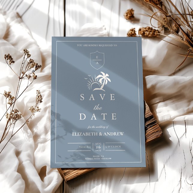 Elegante handgezeichnete Palmenbaumhochzeit Save The Date (Von Creator hochgeladen)
