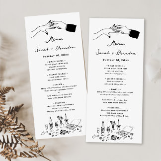 Elegante handgezeichnete Retro-Hochzeit Menükarte