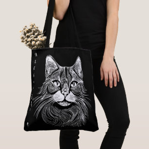 Elegante handgezeichnete Schwarz-Weiß-Katze person