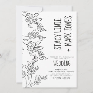 Elegante handgezeichnete schwarze Schrift Hochzeit Einladung