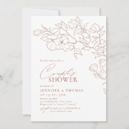 Elegante handgezeichnete Terrakotta Paare Dusche Einladung