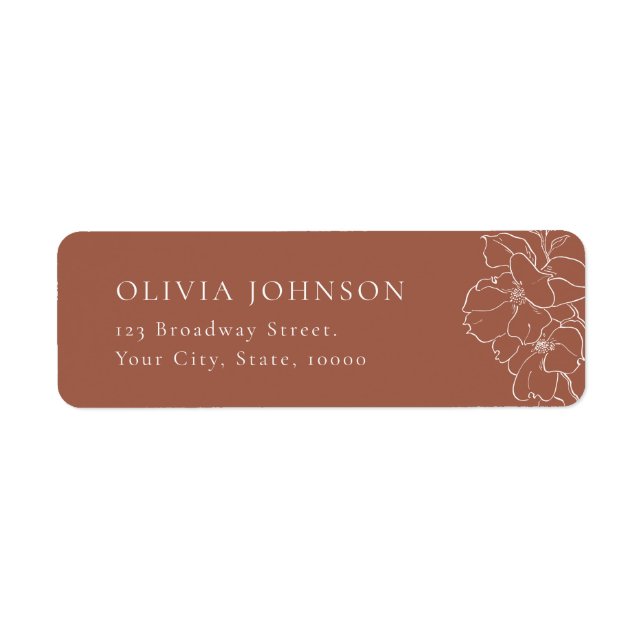 Elegante handgezeichnete Terrakotta-Rücksendeadres (Vorne)