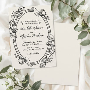 Elegante handgezeichnete Vintage-Hochzeit Einladung