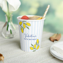 Elegante handgezeichnete Zitronen Blaue Streifen P