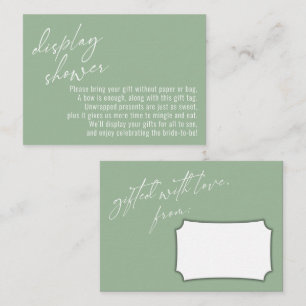 Elegante Handschrift Display Dusche Sagegrün Begleitkarte