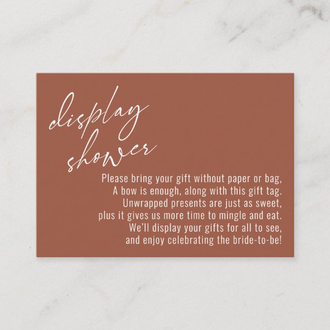 Elegante Handschrift Display Dusche Terracotta Begleitkarte (Vorderseite)