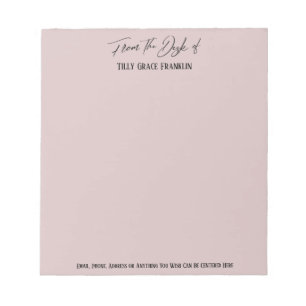 Elegante Handschrift "From the Desk of" Dusty Rose Notizblock