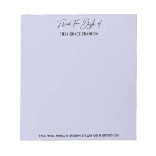 Elegante Handschrift "From the Desk of" Lavender Notizblock