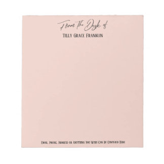 Elegante Handschrift "From the Desk of" Rosa Rosa Notizblock