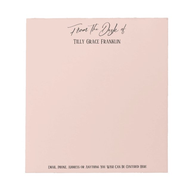 Elegante Handschrift "From the Desk of" Rosa Rosa Notizblock (Vorderseite)