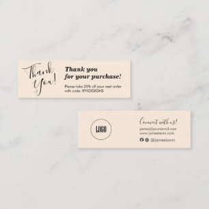 Elegante Handschrift-Schriftzug Danke-Blush-Karte Mini Visitenkarte