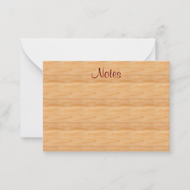 Elegante Handschrift Text Brown Wood Look Template Mitteilungskarte (Vorderseite)