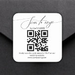 elegante Handschrift uAwg qr Code Hochzeit Quadratischer Aufkleber<br><div class="desc">moderne minimalistische Handschrift uAwg qr Code Hochzeitsticker</div>