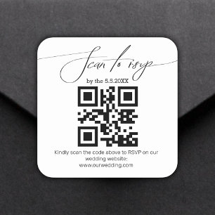 elegante Handschrift uAwg qr Code Hochzeit Quadratischer Aufkleber