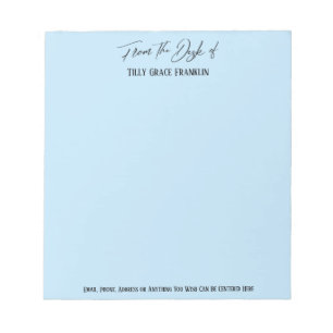 Elegante Handschrift vom Schreibtisch des Baby Blu Notizblock