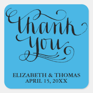 ELEGANTE HANDSCHRIFTLICHE THANK YOU-STICKER QUADRATISCHER AUFKLEBER