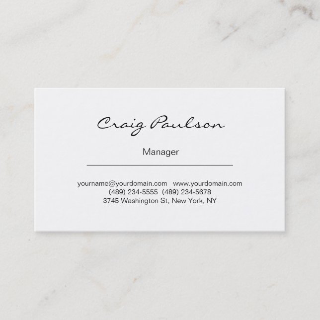 Elegante Handwriting Black & White Business Card Visitenkarte (Vorderseite)