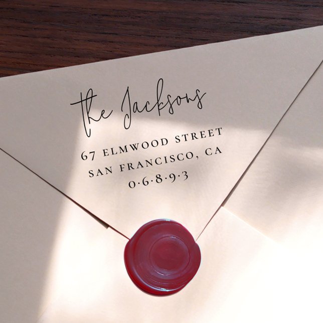 Elegante Handwriting Familienname und Seriennummer Gummistempel (Elegant Handwriting Family Name & Serif Address Rubber Stamp)