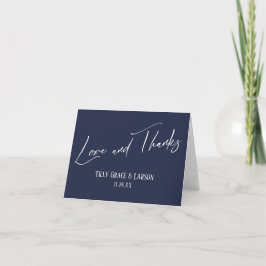 Elegante Handwriting-Liebe und Dank Navy Blue Dankeskarte