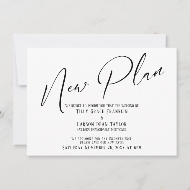 Elegante Handwriting Neue Plan Einfache Ankündigun Einladung (Vorderseite)