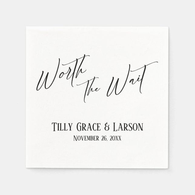 Elegante Handwriting Simple Worth Warte Serviette (Vorderseite)