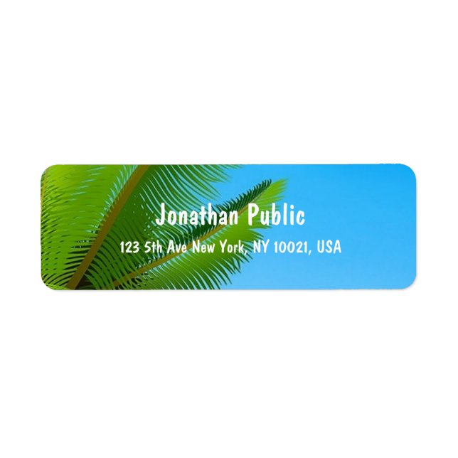 Elegante Handwriting Template Palm Blätter Blue Sk (Vorne)