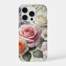 Elegante Handyhülle mit rosa und weißen Rosen