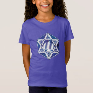 Elegante Hanukkah-Menora im Stern Davids T-Shirt
