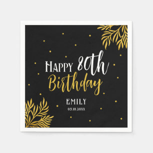 Elegante Happy 80. Geburtstag Gold Folierung Party Serviette