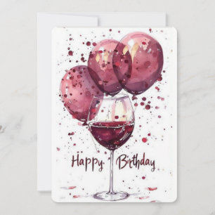 Elegante Happy Birthday Weinglas Karte   Wasserfar