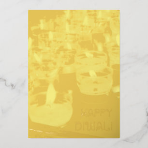 Elegante Happy Diwali Candles Goldene Karte