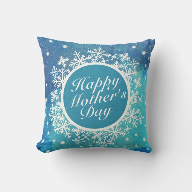 Elegante Happy Mother's Day Snowflakes Frame Pillo Kissen (Vorderseite)