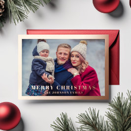 Elegante Happy New Year Foto Rose Gold Folien Feiertagskarte