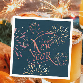 Elegante Happy New Year Gold Foil Serviette