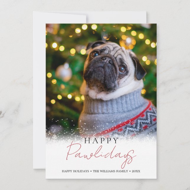 Elegante Happy Pawlidays Foto Dog Pet Holiday Card Einladung (Vorderseite)