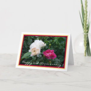 Elegante Happy Rose zum zweiten Hochzeitstag Karte