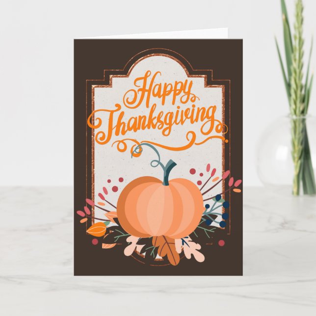 Elegante Happy Thanksgiving Card Karte (Vorderseite)