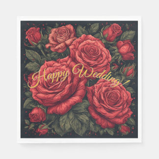 Elegante "Happy Wedding" Rose Papier Napkins Serviette