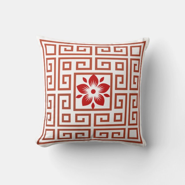 "Elegante Harmonie: Chinesisch-Inspiriertes Pillow Kissen (Vorderseite)