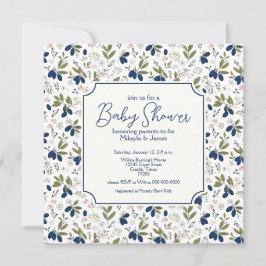 Elegante Haskap-Beere Rosa Blumen Baby Shower Einladung