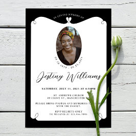 Elegante Heart Frame Love Memory Foto Beerdigung Einladung