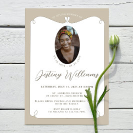 Elegante Heart Frame Love Memory Foto Beerdigung Einladung