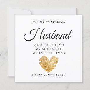 Elegante Heart Husband Wedding Anniversary Card Dankeskarte